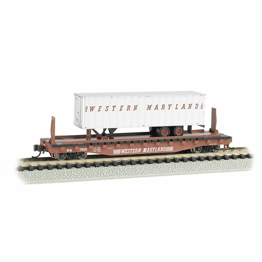 Bachmann Bachmann Industries N 52'6 Flatcar W Piggyback Trailer Wm Wm