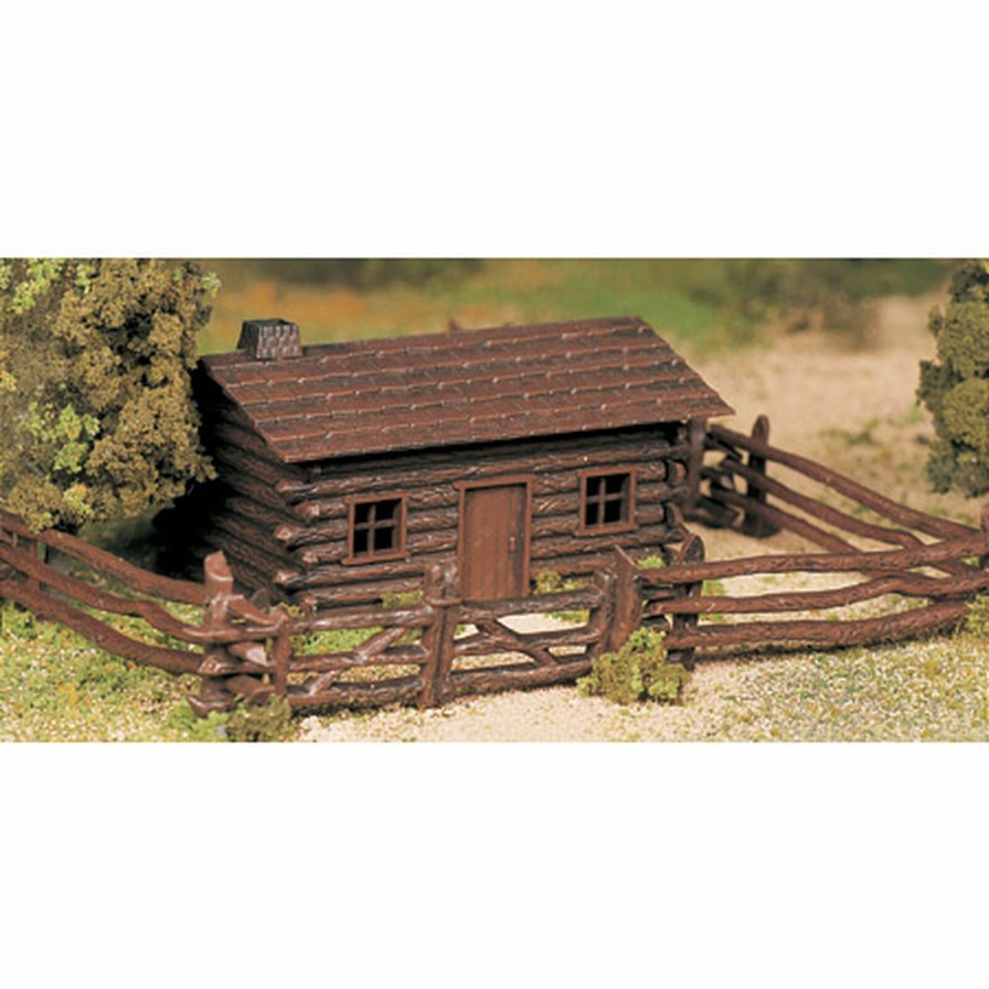 Bachmann Bachmann Industries O Snap Kit Log Cabin With Rustic Fence